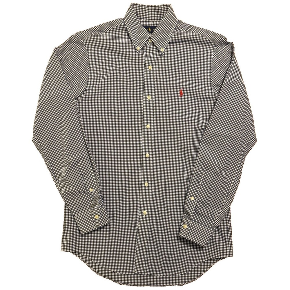 Ralph Lauren Men's Blue Gingham Oxford Shirt Size S Excellent Condition RED PONY